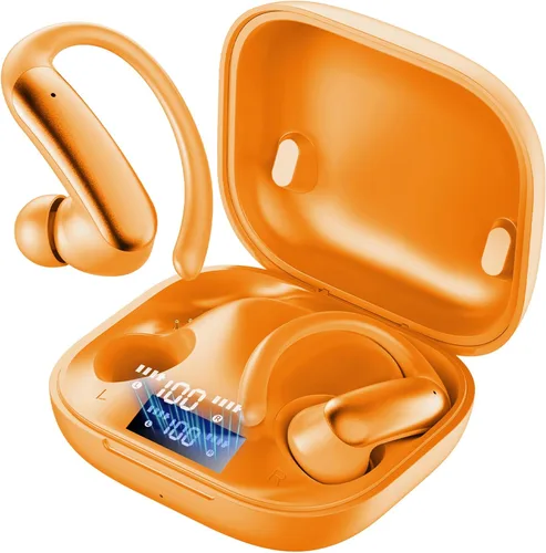 Auriculares inalámbricos de oído abierto Bluetooth 6.0, auriculares deportivos de reproducción de 5 horas con estuche de carga, gancho para colocar