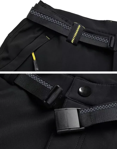 Miniatura 6 de MAGCOMSEN Pantalones de invierno para hombre, 5 bolsillos con cremallera, pantalones de esquí para nieve, con forro polar, resistentes al agua