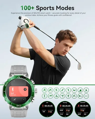 Miniatura 5 de SOUYIE Reloj inteligente militar resistente para hombres, AMOLED 1.43 pulgadas, pantalla HD de 1.43 pulgadas, respuesta de llamadas Bluetooth