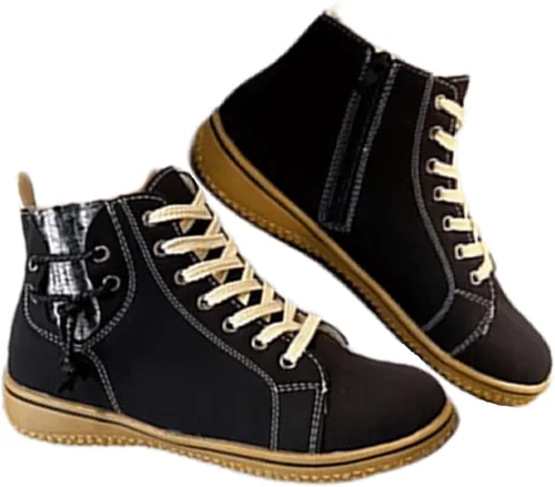 Miniatura 32 de Ladmiple Botas de tobillo para mujer, sin tacón, casual, con cremallera lateral, botas cortas vaqueras occidentales, zapatos para caminar V-Caqui