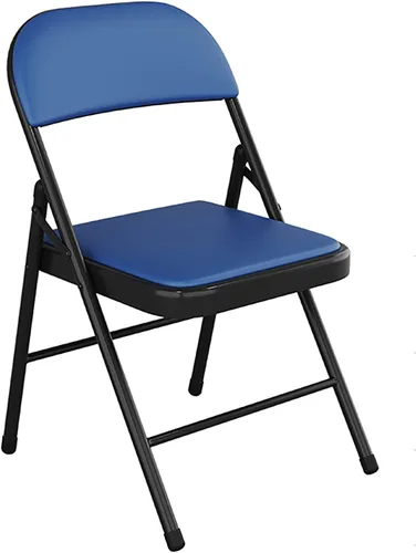 Miniatura 8 de Silla plegable con asiento acolchado de piel sintética, silla plegable ergonómica de metal con respaldo, silla portátil básica para oficina en casa