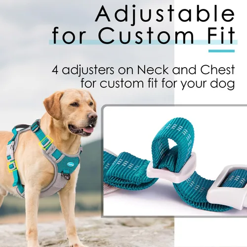 Miniatura 4 de ThinkPet Arnés deportivo transpirable, antitirones para perro, con asa, arnés reflectante y ajustable para perros medianos o grandes, clip trasero