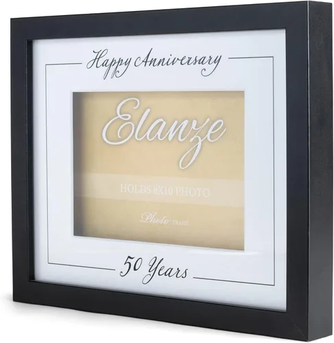 Miniatura 4 de Elanze Designs Happy Anniversary 50 Years - Marco de fotos de madera mate (8 x 10 pulgadas), color negro