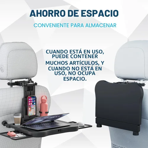 Miniatura 7 de Mesa Bandeja para Asiento Trasero de Automóvil, Bandeja de Comida Estable Plegable para Asiento Trasero del Auto para Pasajeros Traseros en Viajes