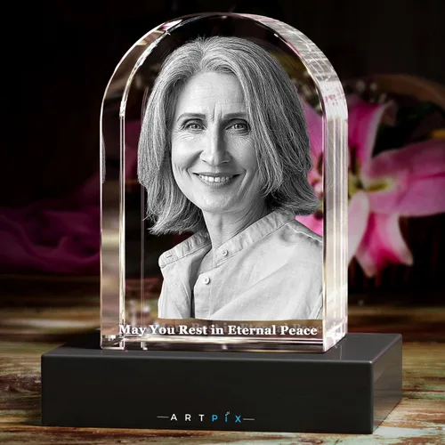 Miniatura 5 de ArtPix 3D Piedra sepulcral de fotos de cristal, regalos conmemorativos personalizados para la pérdida de mamá, papá, mujeres, hombres, esposa