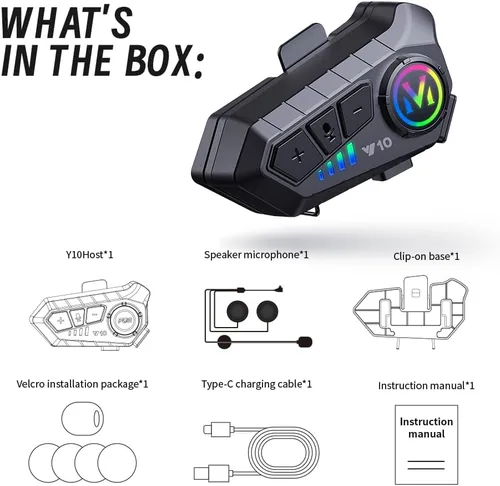 Miniatura 7 de Auriculares Bluetooth para Casco de Motocicleta, Auriculares Inalámbricos Bluetooth 5.3 para Exteriores con Altavoces, Cancelación de Ruido