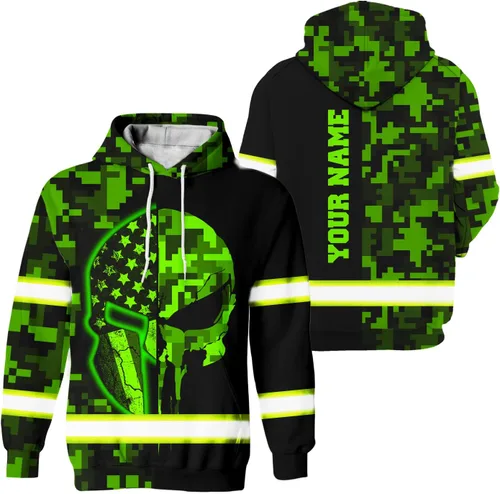 Miniatura 30 de Sudadera con capucha de alta visibilidad con la bandera de Estados Unidos para hombre, sudadera con capucha reflectante de seguridad