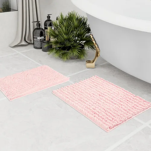 Miniatura 192 de Walensee Alfombra de baño antideslizante (24x17 pulgadas, rosa polvoriento) absorbente de agua, súper suave, lanuda de felpilla, lavable a máquina