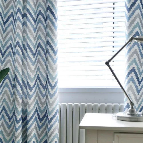 Miniatura 3 de Melodieux - Cortinas con ojales para ventana estilo Chevron para sala de estar, 52 x 96 pulgadas, color azul (1 panel)