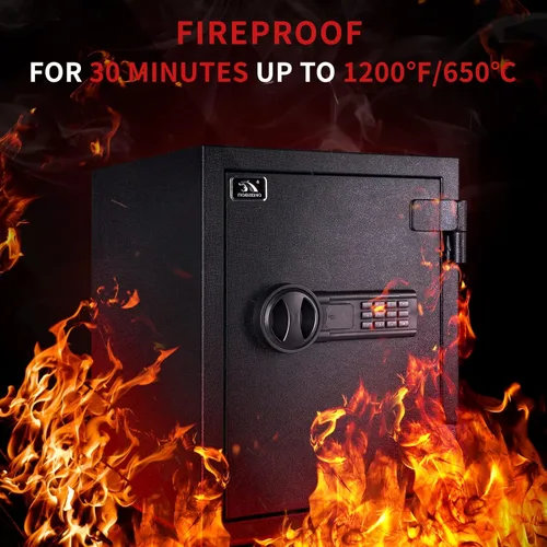 Miniatura 3 de TIGERKING Caja fuerte ignífuga, 1.24 pies cúbicos, pequeña caja fuerte de acero para el hogar con cerradura digital para el hogar y la oficina