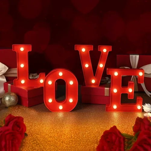 Miniatura 8 de EDYCON Letrero de Luces con Letras de Navidad Decoraciones de Mesa Letras LED de Navidad con Luz a Pilas para Hogar Bar Fiesta de Navidad Dormitorio