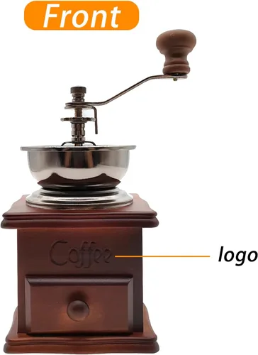 Miniatura 2 de Molinillo de café hecho a mano de madera de estilo retro, manivela de cerámica, cepillo de limpieza de molinillo de café hecho a mano, cuchara