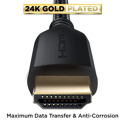 Miniatura 6 de PowerBear - Cable HDMI 4K 10 pies, nailon trenzado y conectores dorados Pack de 1 6 patas Negro