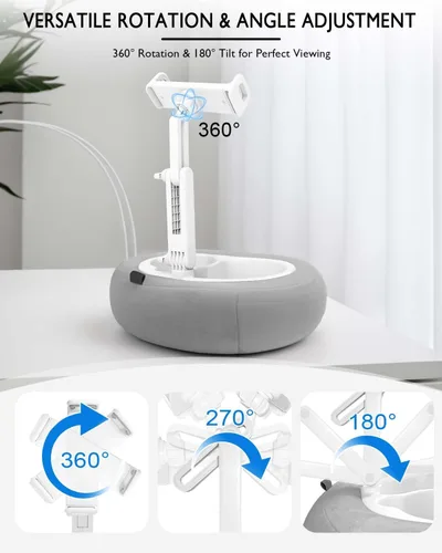 Miniatura 5 de Soporte de almohada para tableta, compatible con Kindle de 4.7 a 12.9 pulgadas, iPad, teléfono/tableta, Google, soporte giratorio de 360° para cama