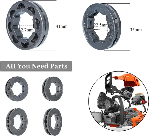Miniatura 2 de 6 llantas dentadas, todo tipo 325-7T/8T丨3/8"-7T (0.748 in/0.866 in) 丨 3/8"-8T 丨404"-7T Kit de rueda dentada para motosierras Husqvarna/Stihl de 2