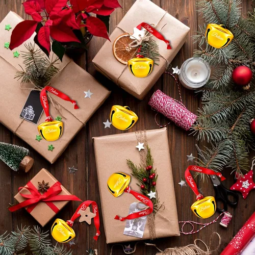 Miniatura 4 de 24 adornos de campana de Navidad de 1.5 pulgadas, cascabeles polares de Papá Noel con cinta Believe, decoraciones de árbol de Navidad