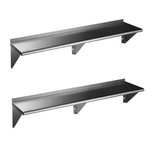 Miniatura 15 de ROCKPOINT Estante de acero inoxidable de 12 x 24 pulgadas, 250 libras, estantes comerciales de metal NSF para montaje en pared, estantería flotante