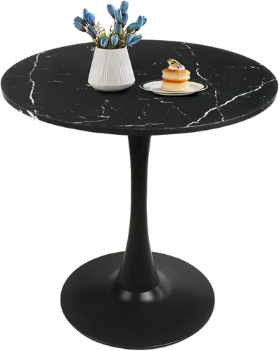 Miniatura 12 de Mesa de comedor redonda de tulipán blanco de 27.5 pulgadas para espacio pequeño, mesa de cocina moderna con base de pedestal para 2-4 personas