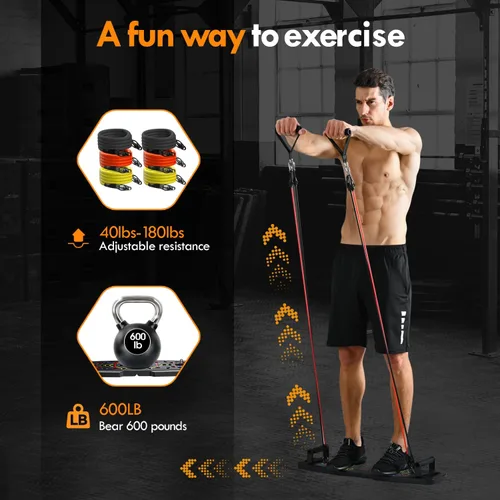 Miniatura 8 de MQRW Push Up Board,Home Gym,Portable Exercise Equipment,Pilates Bar and 20 Fitness Accessories with Resistance Bands and Ab Roller Wheel,Full Body
