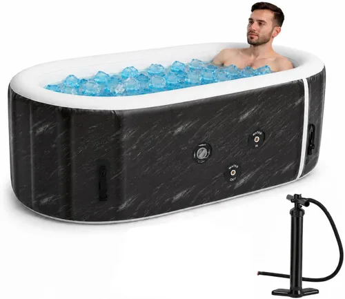 Bañera de hielo mejorada XXL de 179 galones para atletismo de 6 pies 7 pulgadas, compatible con enfriador de agua, bañera de inmersión fría para