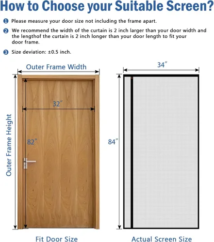 Miniatura 2 de WochiTV Malla Reversible para Puerta Mosquitera se Ajusta a Puerta de Tamaño 32 x 82, Apertura Lateral Izquierda o Derecha Puerta Mosquitera
