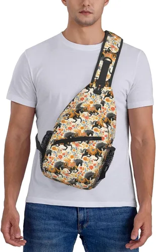 Miniatura 7 de Small Crossbody Bags for Women Men - Vintage Flowers Horse Black Print Adjustable Shoulder Bag Fanny Packs Belt Sling Bag Crossbody Purses Backpack
