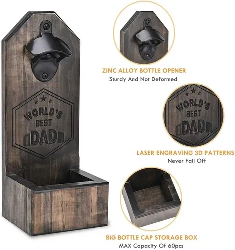 Miniatura 3 de Regalos de Navidad para papá de hija e hijo, abridor de botellas de cerveza montado en la pared, regalos de cumpleaños únicos para papá, padrastros