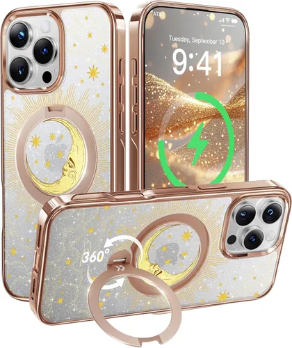 Miniatura 31 de CASEKOO Funda plateada brillante para iPhone 17 Pro con soporte magnético giratorio de 360 grados [compatible con MagSafe]