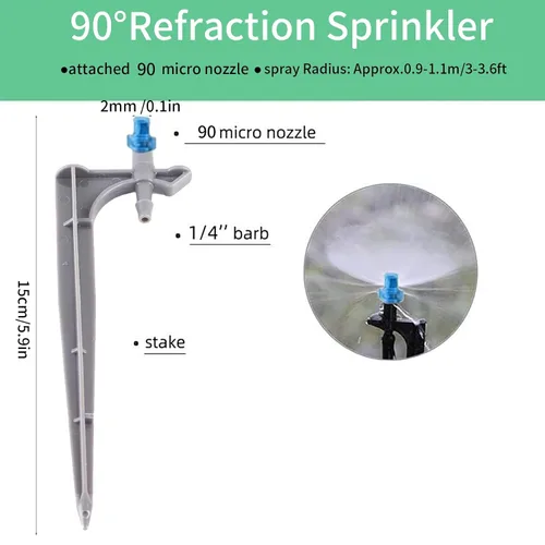 Miniatura 2 de 20 emisores de riego por goteo, 90 grados con émbolo, goteros de riego ajustables para tubos de riego por goteo de 1/4 pulgadas, perfectos