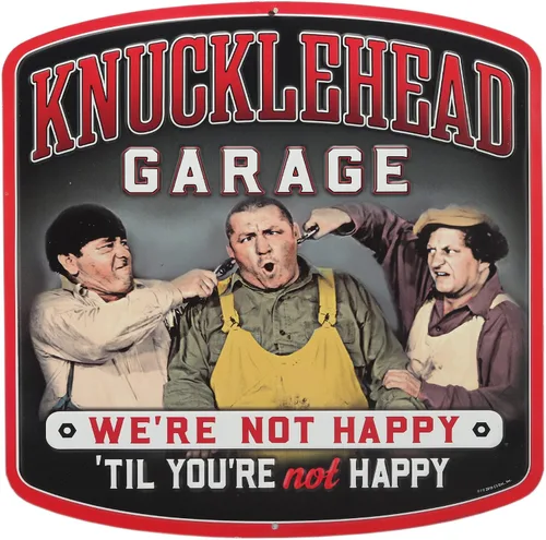Miniatura 7 de Letrero de metal con texto en inglés «The Three Stooges You Can't Fix Stupid», divertido arte de pared vintage para garaje, taller o cueva del hombre