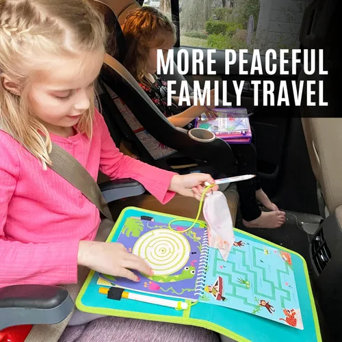 Miniatura 3 de Libro de Actividad Educativa de Viaje para Niños Totebook con Marcadores Lavables - Actividades de Auto y Avión, Juguetes Educativos para Niños