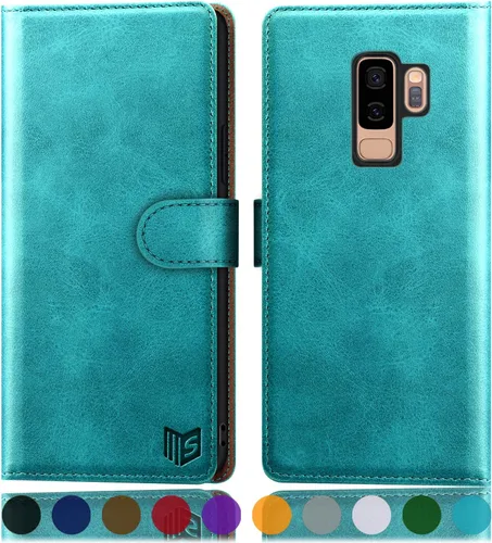 Miniatura 12 de SUANPOT Funda de piel tipo cartera para Samsung Galaxy S9+ / S9 Plus 6.2 (no S9 5.8") con bloqueo RFID, tarjetero de crédito, funda de poliuretano