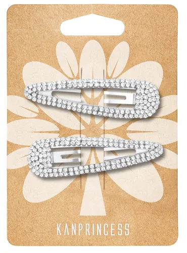KANPRINCESS Pinza para el pelo, 2 piezas de diamantes de imitación de 2.4 pulgadas, color plateado, pasadores de pelo para mujeres y niñas, novia,