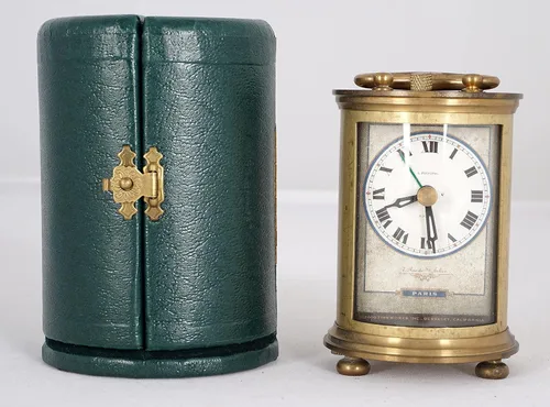 Miniatura 8 de JUSTIME Reloj despertador de mesa analógico coleccionable de latón macizo para regalo, decoración del hogar, funciona con pilas (grande)
