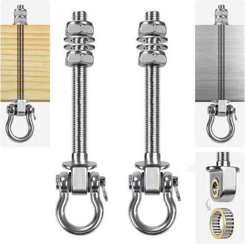 Dolibest Perchas de columpio con rodamiento, paquete de 2 ganchos de acero inoxidable 304 para vigas de madera y metal, ideales para colgar hamacas,
