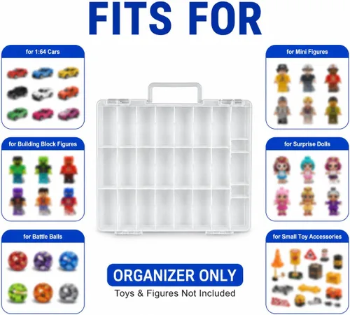 Miniatura 2 de Estuche organizador de almacenamiento de juguetes compatible con Hot Wheels/para autos de Matchbox. Contenedor de exhibición y transporte para Blanco