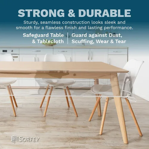 Miniatura 5 de Mantel de plástico para mesa, protector de mantel de plástico transparente, con borde, 60 x 84 pulgadas, rectangular, impermeable y resistente al
