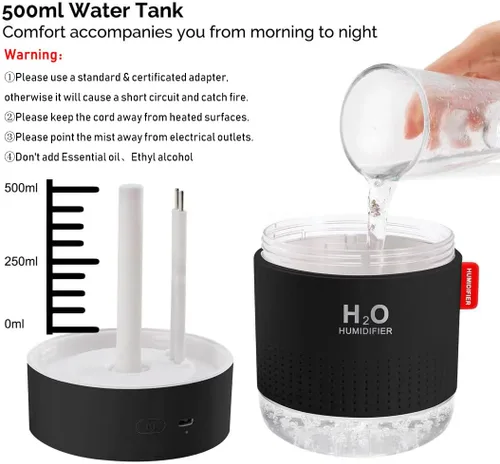 Miniatura 5 de Mini humidificador portátil de niebla fría, humidificador de escritorio personal USB de 16.9 fl oz para dormitorio de bebé, viajes, oficina, hogar