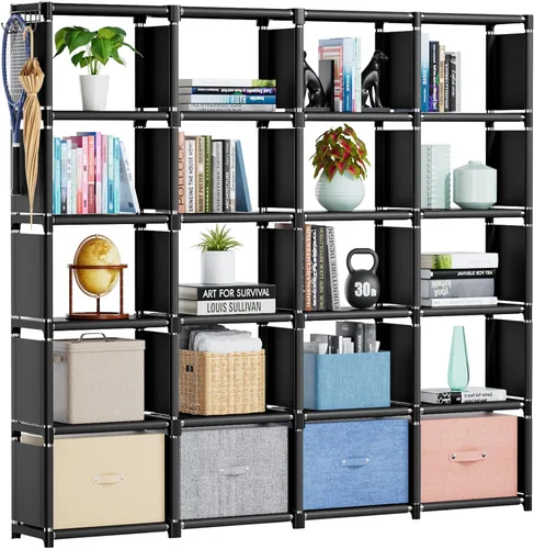 Miniatura 9 de Mavivegue Estantería para Libros, Organizador de Almacenamiento de 12 Cubos, Librero de Bricolaje, Estantería de Cubos de Metal, Estantes