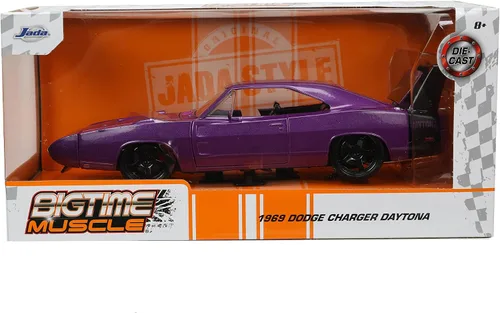 Miniatura 2 de Jada Toys Big Time Muscle 1:24 1969 Dodge Charger Daytona - Coche fundido a presión, color morado, juguetes para niños y adultos