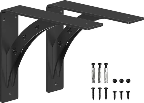 Miniatura 10 de Soportes de estante resistentes de 7 x 6 pulgadas, carga máxima de 900 libras, soportes de metal de aleación de alta calidad (juego de 2) soportes