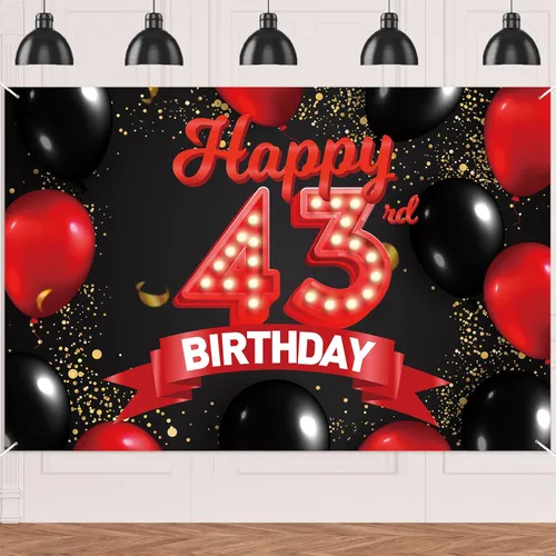 Miniatura 59 de Cartel de feliz cumpleaños 15 color rojo y negro, decoración temática de globos para niñas y mujeres, princesas de 15 años, fiesta de cumpleaños