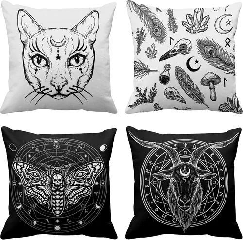 Miniatura 8 de Britimes - Juego de 4 fundas de almohada decorativas para cama, sofá, sofá, fundas de almohada, 18 x 18 in, 4 unidades Pintura abstracta amarilla