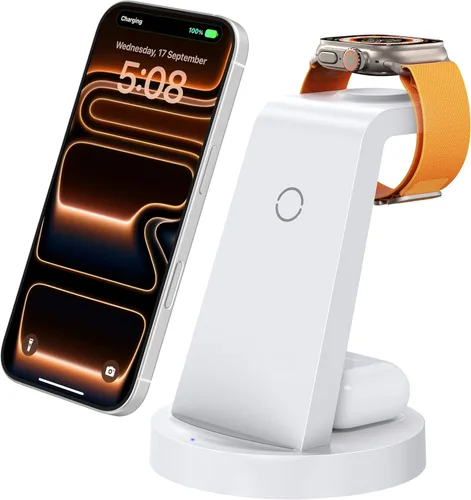 Miniatura 10 de Estación de carga 3 en 1 para iPhone, cargador inalámbrico para iPhone 17 16e 16 15 14 13 12 11 X Pro Max y Apple Watch - Estación de carga