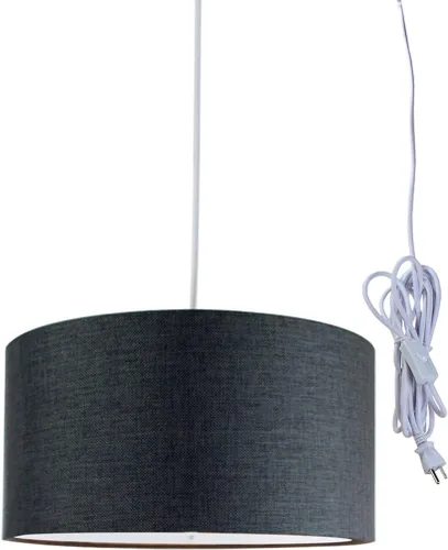 HomeConcept Colgante enchufable de 2 luces de 16 pulgadas con color gris granito con difusor, cordón blanco