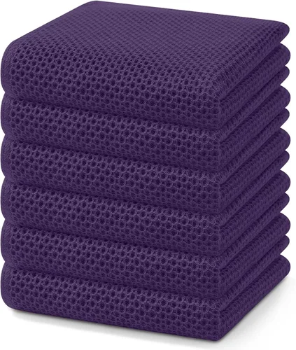 Miniatura 11 de Homaxy Paños de cocina de 100% algodón con tejido de gofre, ultra suaves, absorbentes, de secado rápido, 12 x 12 pulgadas, paquete de 6, amarillo