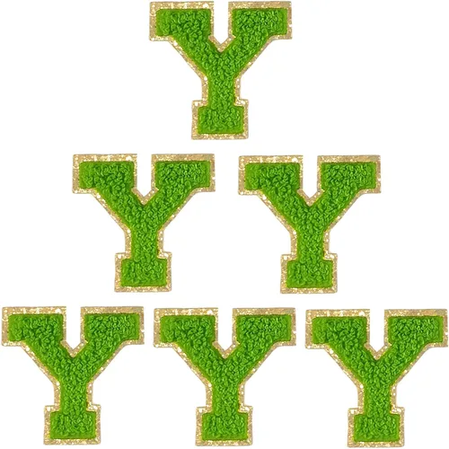 Miniatura 57 de 6 piezas de parches de letras de chenilla autoadhesivas, parches de letras preppy de 2 pulgadas para bolsos, ropa y sombreros, grandes pegatinas