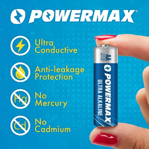 Miniatura 5 de Powermax 100 pilas AA, batería alcalina de larga duración, vida útil de 10 años, embalaje resellable