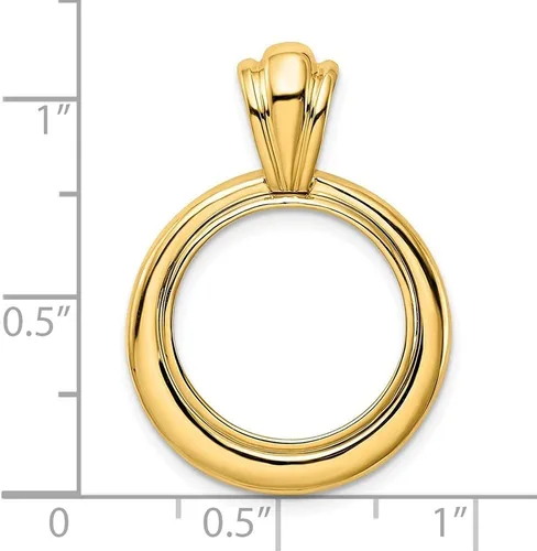 Miniatura 4 de Colgante de bisel de moneda de oro, 0.630 in, 0.669 in, 0.827 in, tamaño de moneda, diseño de marco ancho de círculos concéntricos, oro amarillo