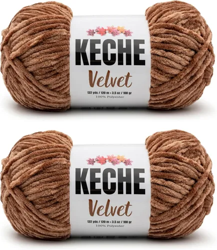 Miniatura 153 de Keche Hilo de terciopelo para ganchillo, manta de felpilla suave, voluminosa, hilo amigurumi, 3.53 oz (132 yardas), color azul bebé